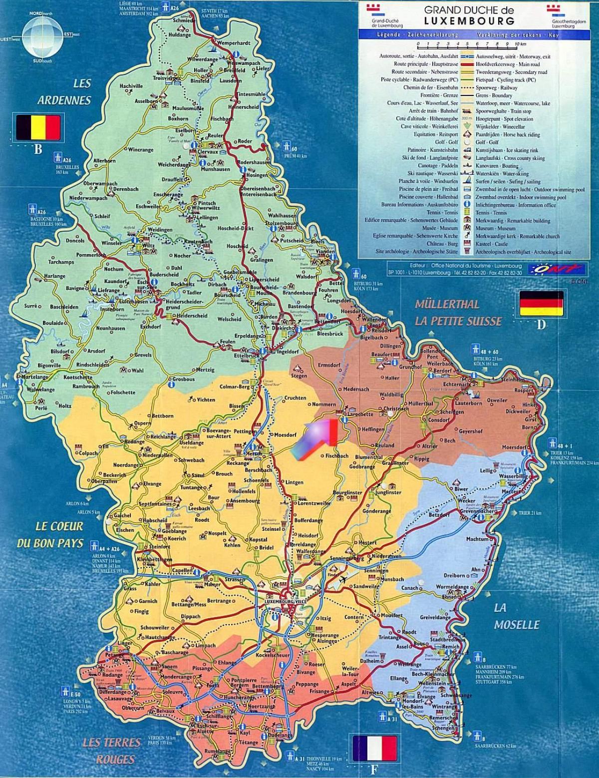 térkép Luxemburg-idegenforgalmi térkép-látnivalók