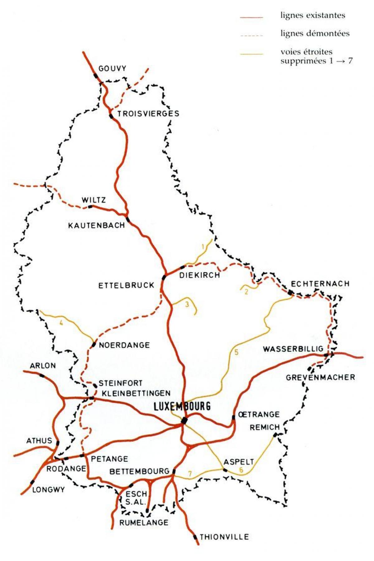Luxemburg vasúti térkép