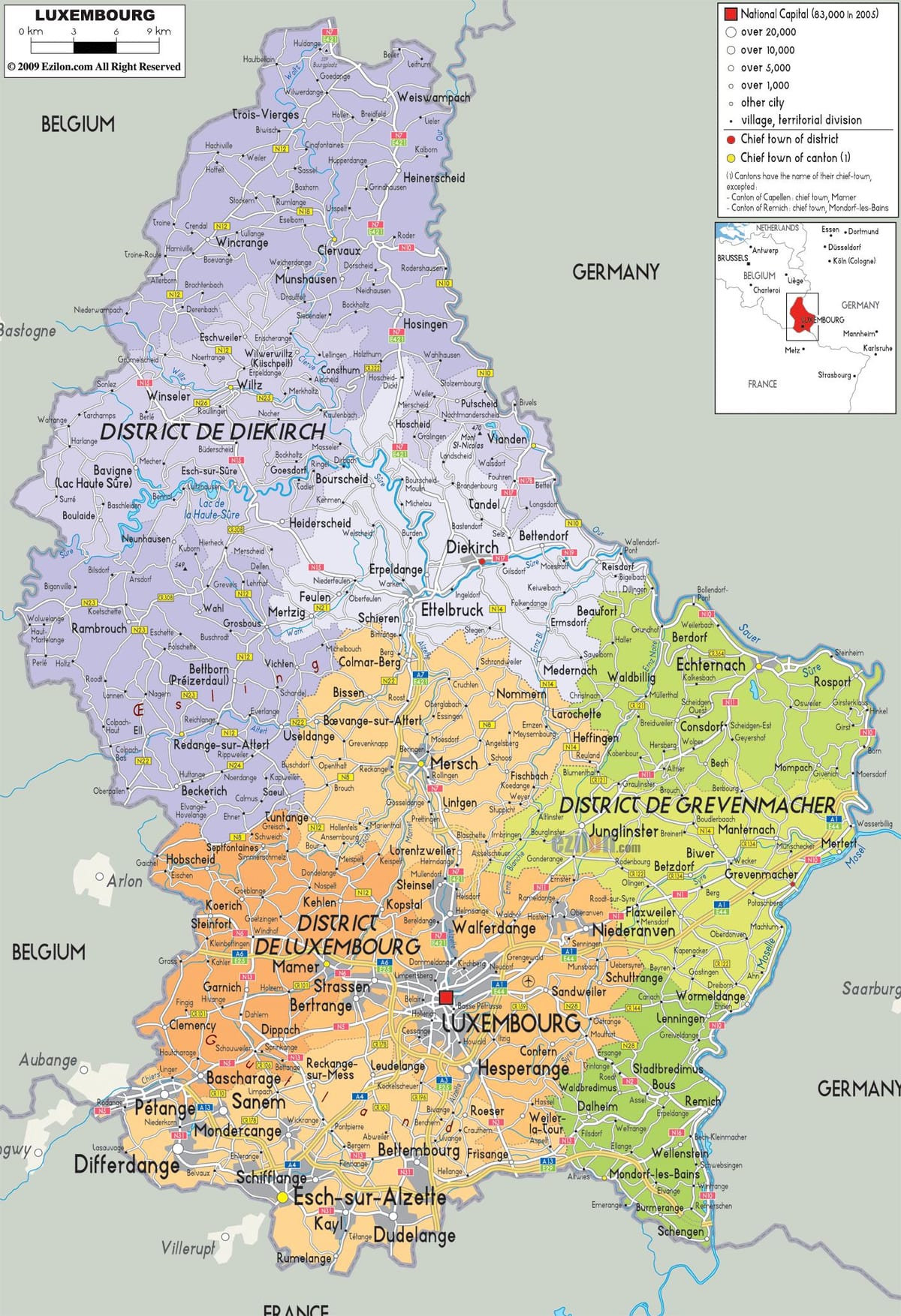 Luxemburg ország térkép